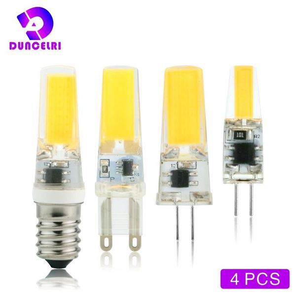

bulbs 4pcs/lot g4 g9 e14 led light bulb 3w 6w ac/dc 12v 220v lamp cob spotlight chandelier replace halogen lamps cold/warm white