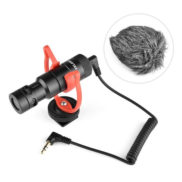 

mini microphone plug-and-play mic 3.5mm plug with mount wind screen for smartphone dslr camera video pography microphones