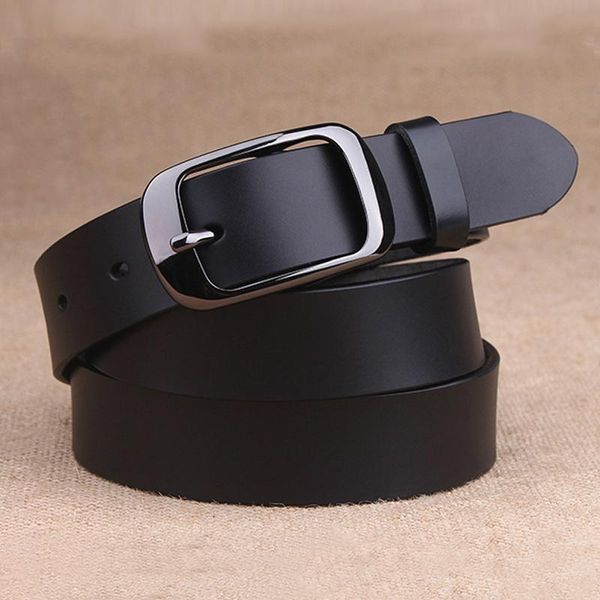 

belts women's genuine leather fashion retro belt ladies metal black buckle with jeans, Black;brown