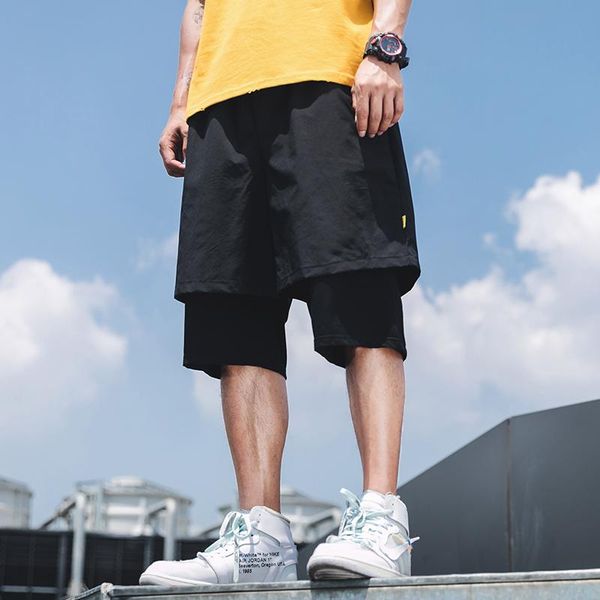 

summer shorts men's fashion trend five point pants loose large size casual street hip hop clothing, White;black