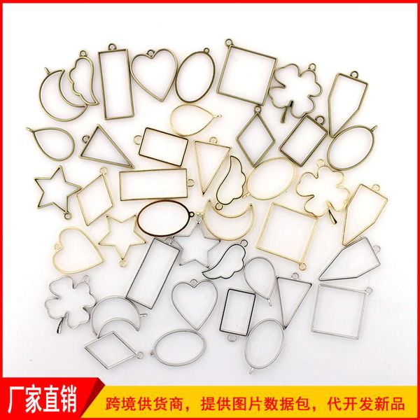 

DIY jewelry accessories dripping alloy frame shaped base geometric Necklace Pendant, Black
