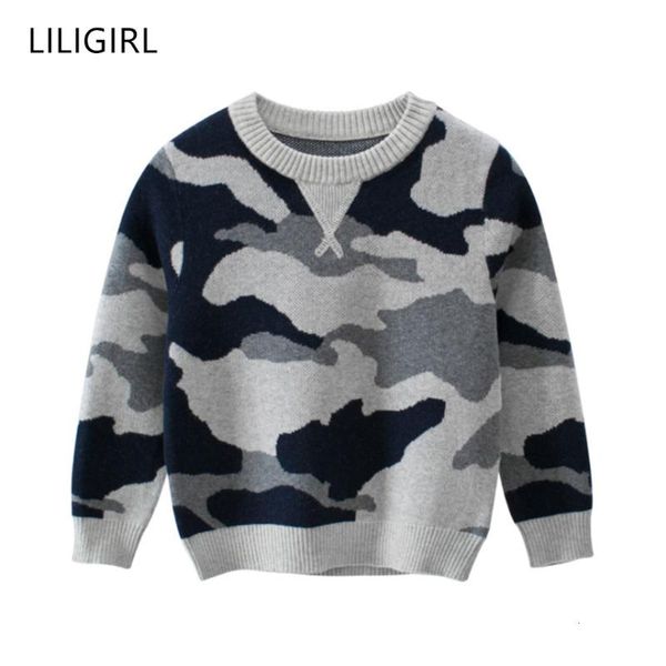 

cardigan liligirl cotton baby boys sweater winter child camouflage print long sleeve sweaters kids girls warm pullover knit clothing, Blue