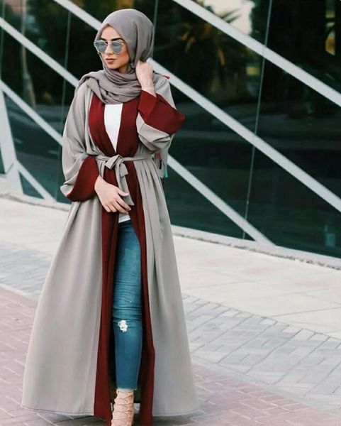 

casual dresses muslim women abaya maxi dress cardigan jilbab loose style dubai middle east long robe moroccan ramadan arab islamic clothing, Black;gray