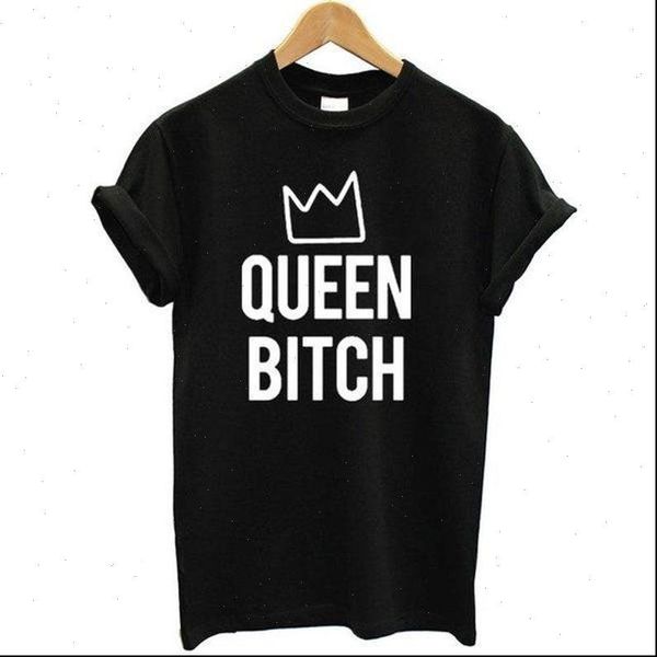 

queen bitch print cotton womens casual funny yong girl tee drop ship s 556, White