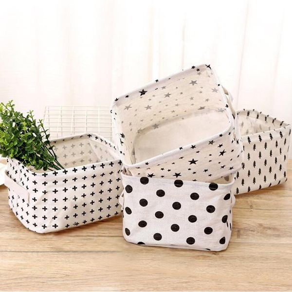 

1pc cotton linen deskstorage basket sundries box underwear cosmetic organizer jewelry stationery container baskets