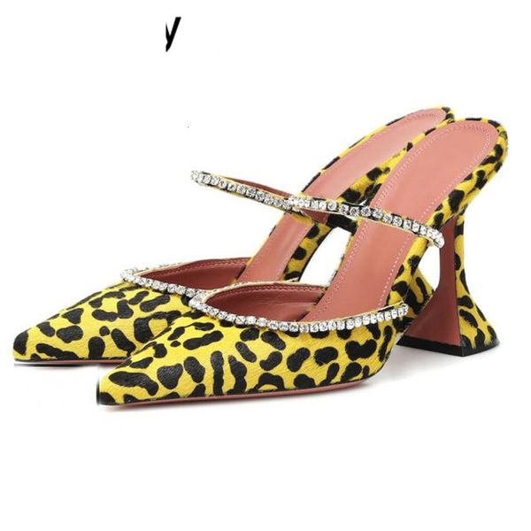 

sandals bling bling goblet high heel slippers women pointed toe crystal docor leopard sandals summer party dress shoes pumps, Black