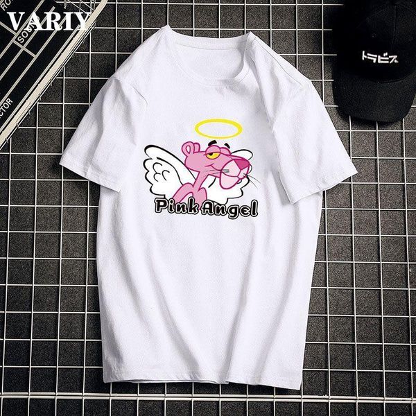 

women's t-shirt harajuku pink panther woman cartoon t shirts kawaii short-sleeved loose 2021 summer korean women funny, White