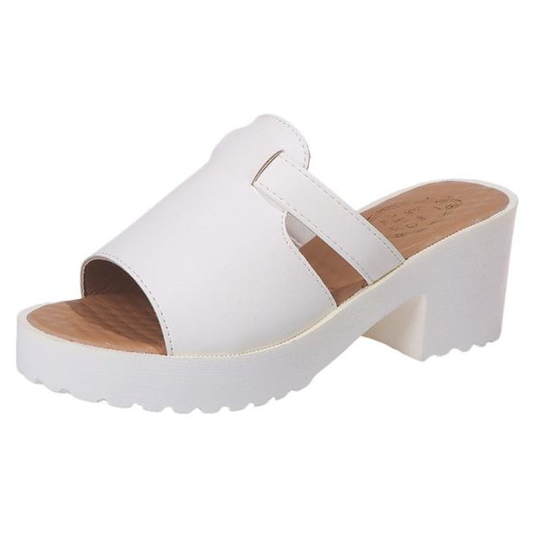 

slippers women fashion casual slip on square heel thick platform shoes outdoor thick-soled wear-resistant slipper apr 25, Black