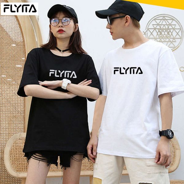 

t-shirt literature and art korean summer loose round neck solid color falling shoulder lovers street half trendy, White;black