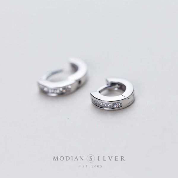 

fashion round clear cz hoops earrings 100% 925 sterling silver simple charm hoop ear for women fine jewelry 210707, Golden;silver