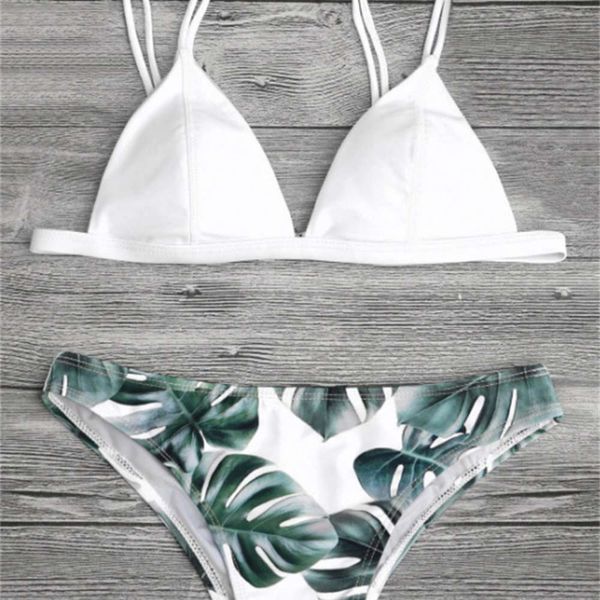

ms swimsuit style printed split bikini swimsuit, White;black