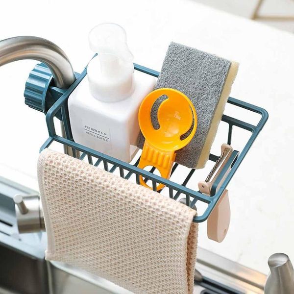 

kitchen accessiores sink faucet sponge soap cloth rack storage organizer holder shelf multifunctional & organization