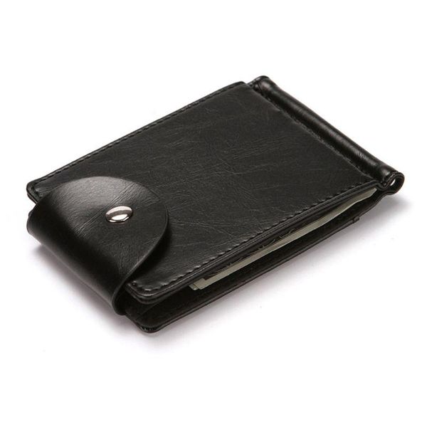 

card holders men fashion pu leather holder button coin pouch wallet money clip case, Brown;gray
