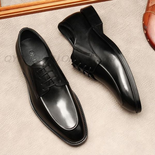 

2020 autumn black mens dress shoes genuine leather buckle lace up wedding brogue formal oxfords business office shoes for men