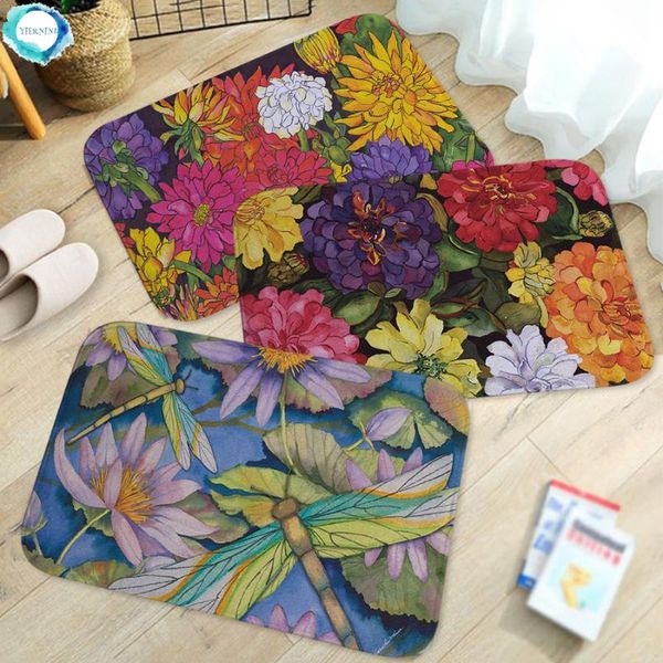

carpets sunflower with butterflies and seeds doormat for hallway decor baby floor door mat non-slip super soft flannel rug