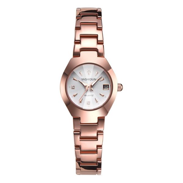 Rose Gold Yashidun Luminous Date Amantes Couples Wristwatches 38mm Wartz Mens Watch 26mm Womens Womens com pulseira de a￧o inoxid￡vel por atacado