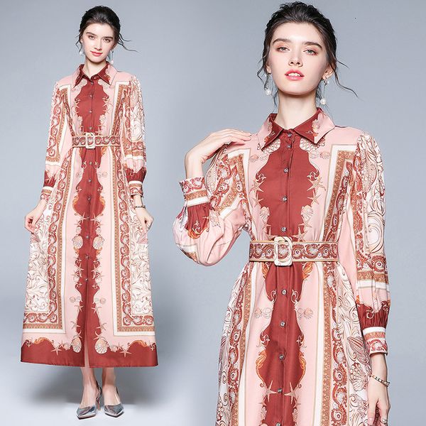 

court dress french long skirt autumn positioning printing sleeve shirt big swing dress, Black;gray