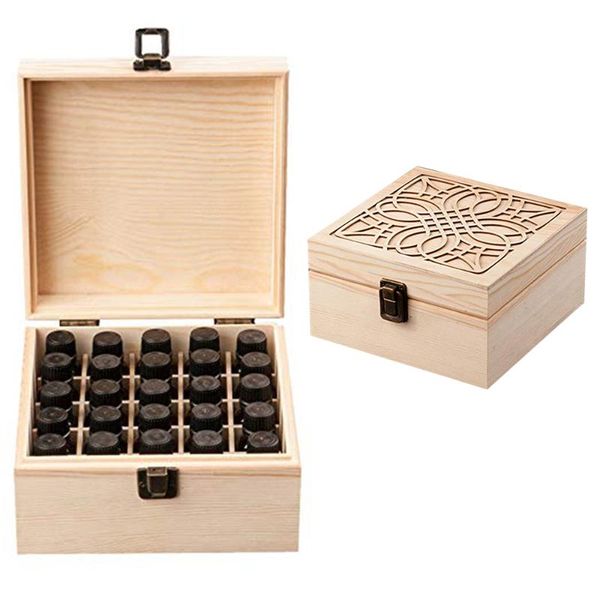 

grids essential oil bottle wood storage box treasure case natural jewelry organizer handmade craft home decor bags