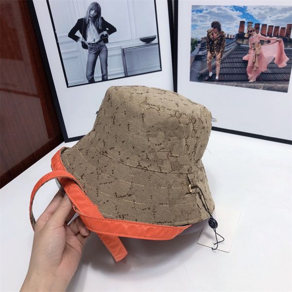 

designer grid pattern letter print wide brim bucket hat embroidery fashion leisure travel beach fishing sunshade sunscreen, Blue;gray