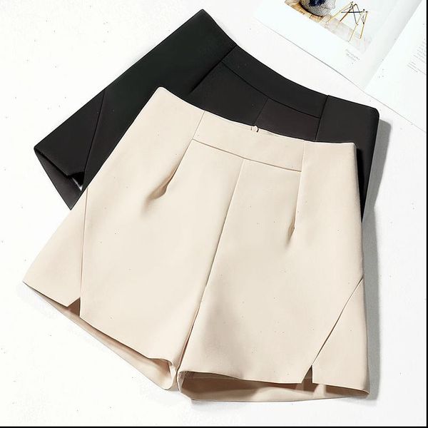 

plus size women short 3xl chiffon shorts summer thin high waist black white femme elegant office suit womens c6157, White;black