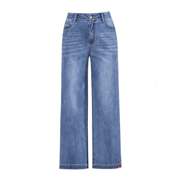 

jeans women's spring and summer straight jeans trousers high waist slim nine-point wide-leg pants, Blue