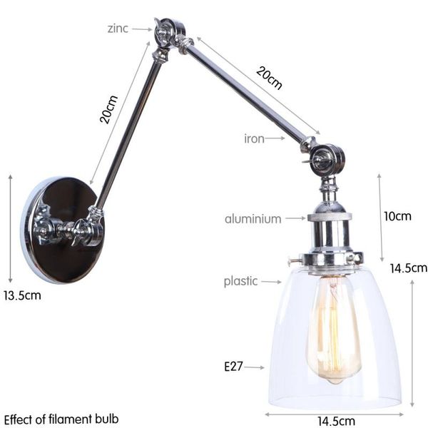

wall lamp american edison creative folding long arm industrial wind indoor lighting decorative aisle / stairs corridor ac90-260v e 27