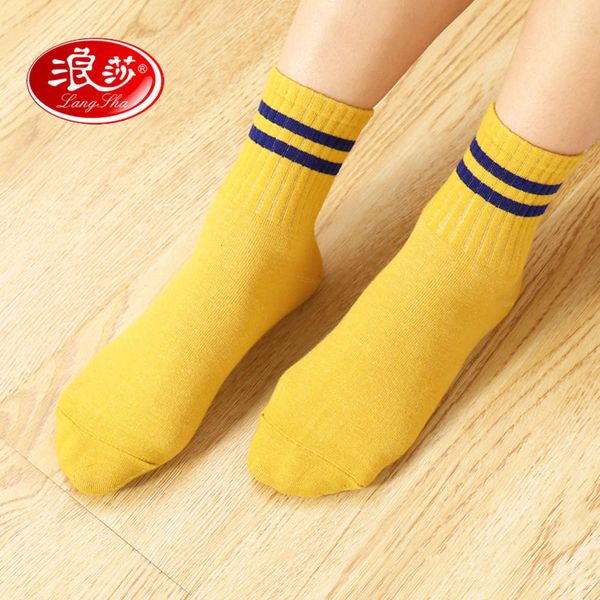 

single pair cotton pure autumn winter all stripe, Black;white