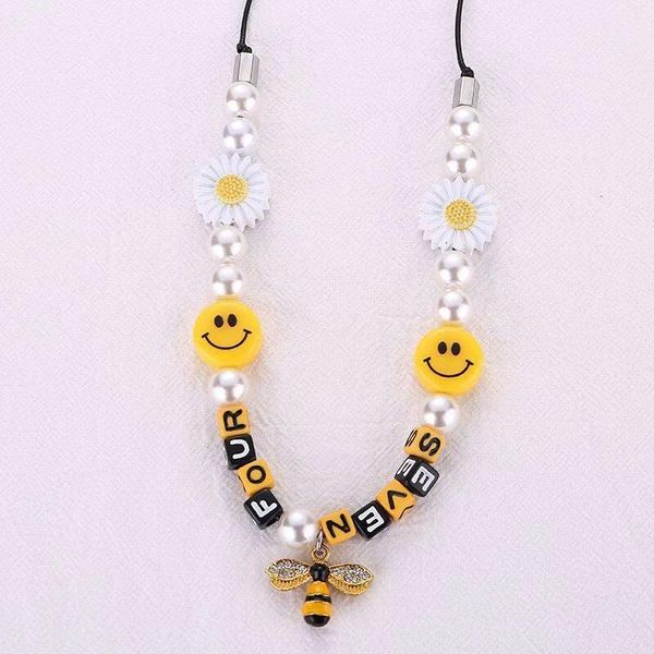 

chains hip hop punk personality pendant retro pearl letter dice little bee daisy necklace for men women girl jewelry, Silver
