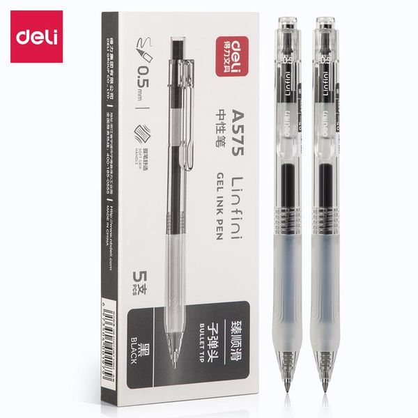 

gel pens deli retractable black ink korean tip pen 0.5mm replaceable refills office&school supplies stationery