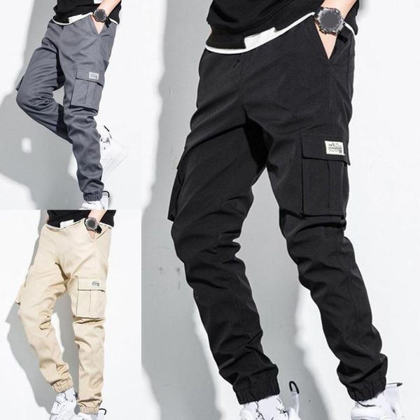 

men's pants cargo solid color stylish skin-friendly streeatwear autumn, Black