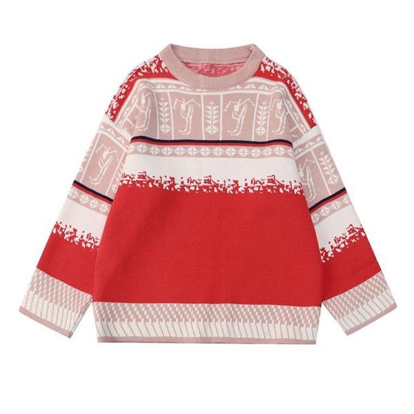 

women's sweaters fashion design christmas red pullover winter thick warm o-neck long-sleeved knit sweater, White;black