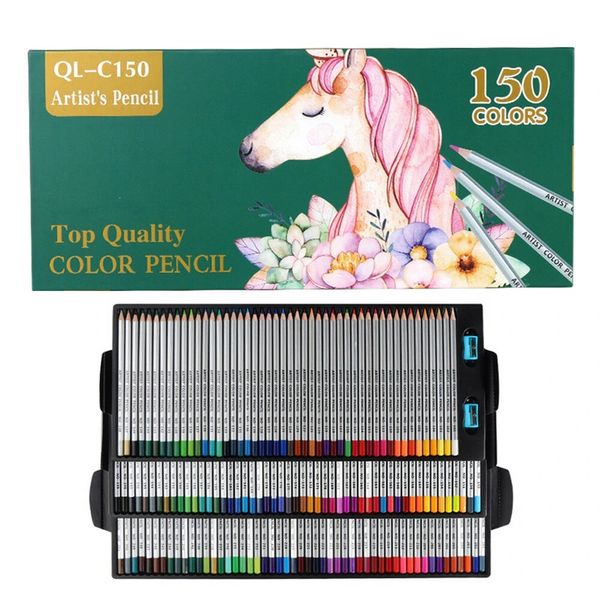 QiLi QL-C150 150 colori Matite colorate in legno Artista Pittura Matita colorata a olio per la scuola Disegno Schizzo Penne Rifornimenti d'arte Cancelleria