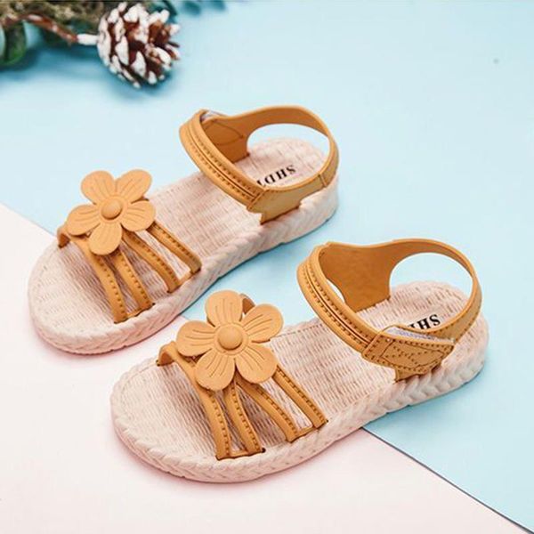 

sandals girls summer sweet flowers beach shoes toddler baby flower fashion roman princess slippers ll3, Black;red