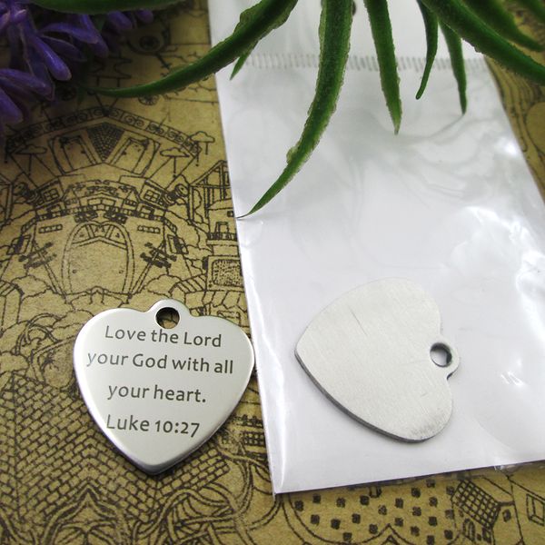 

40pcs--stainless steel charms"love the lord your god with all y our heart. luke 10:27" more style choosing diy pendants fo necklac, Bronze;silver