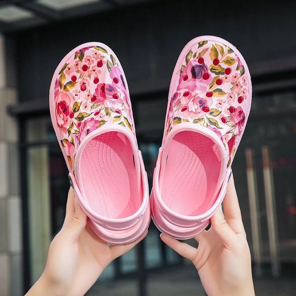 

sandals hole shoes beach home slippers garden camouflage summer men and women casual, Black