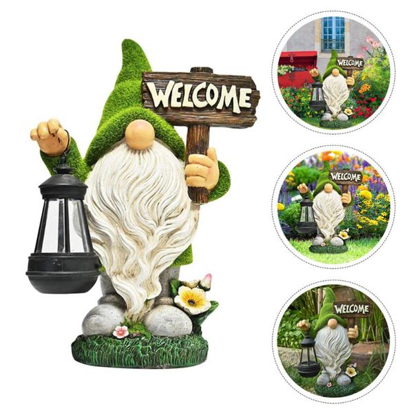 

1pc solar garden dwarf statue resin decoration outdoor ornament interior decorations