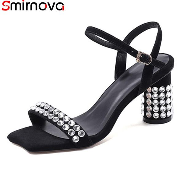 

smirnova 2021 arrive fashion women sandals sheepskin laidies shoes black red color summer party