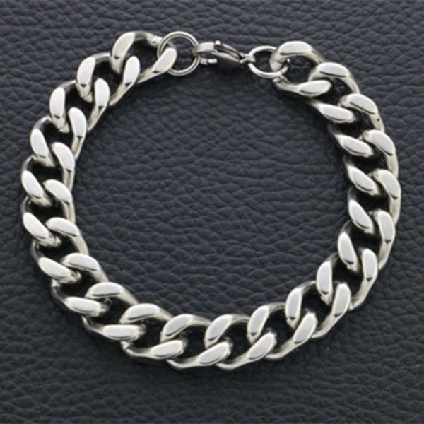 

student singer rap dj hairdresser nightclub rock hip hop punk men's and women's titanium steel bracelet trendy jewelry, Black
