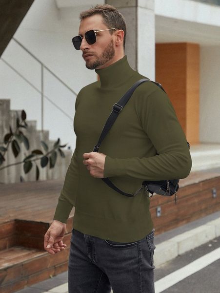 

men solid turtleneck sweater n1hn#, White;black
