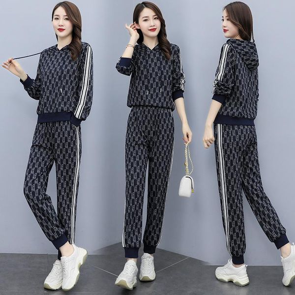 

women's hoodies & sweatshirts 2021 autumn knitted jacquard hooded casual temperament long sleeve suit, Black