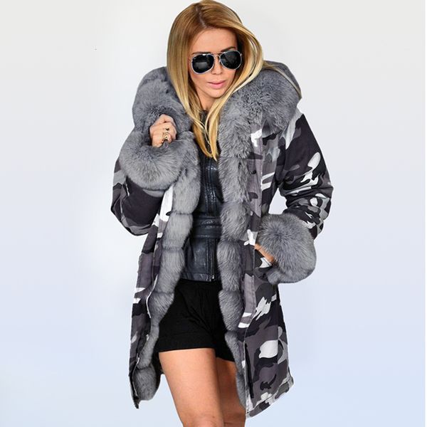 

women's winter medium-length jacket hoodie fur collar cotton coat, Black