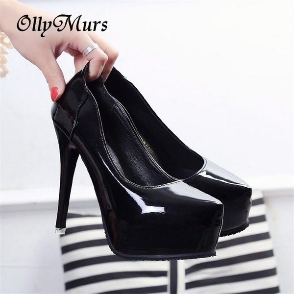 

dress shoes ollymurs ladies high heels platform pumps pu black red women thick work