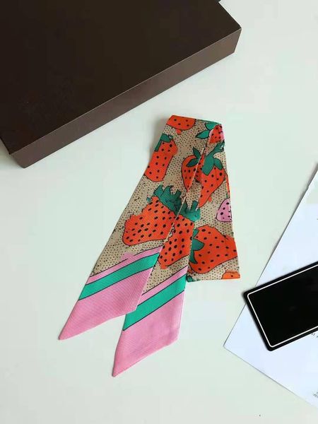 

2021 silk scarf women neck hairband elegant floral necker chief bandana small square scarves female floral neckerchief 120*6cm, Blue;gray