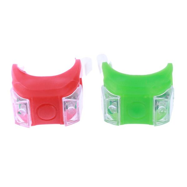 

led front light silicone bike rear tail lamp waterproof cycling flash safety mtb accessories (red + green) lights