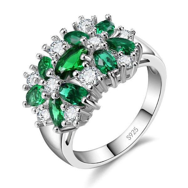 

cluster rings purple 925 sterling silver sparkling for women girls brilliant cz crystal wedding engagement jewelry promotion sale, Golden;silver