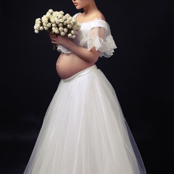 

maternity dress pregnant women pography skirts mommy props pographic equipment portrait for memory skirt nice dresses, White