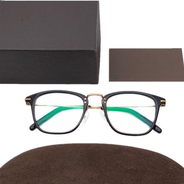 

design lightweight men rectangular eyeglasses frame plain glasses adjustable gold nose pads 51-21-145 imported plank+metal rim for prescript, Black