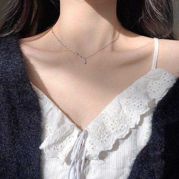 

925 sterling silver simple crystal pendant creative irregular chain necklace women light luxury wedding jewelry accessories