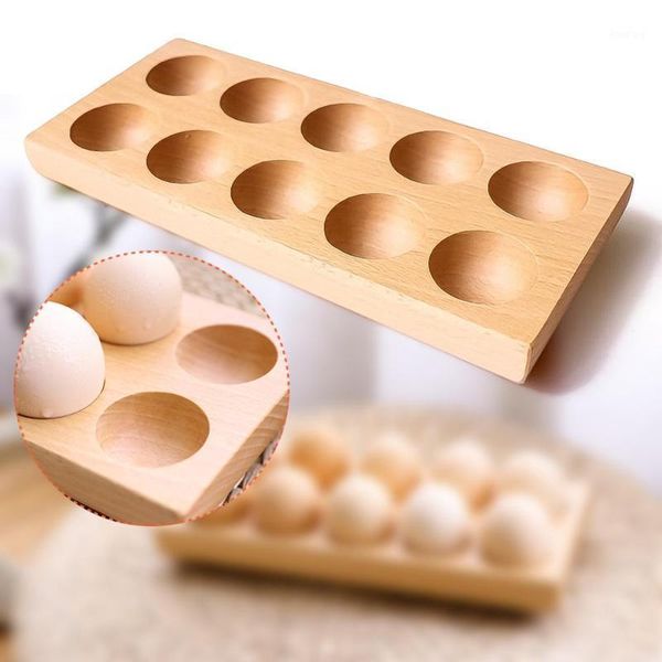 

storage bottles & jars japanese style wooden double row egg box home organizer rack eggs holder kitchen decor accessories