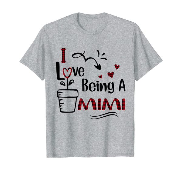 

Women Mom I Love Being A Mimi Art Red Black Caro T-Shirt, Mainly pictures
